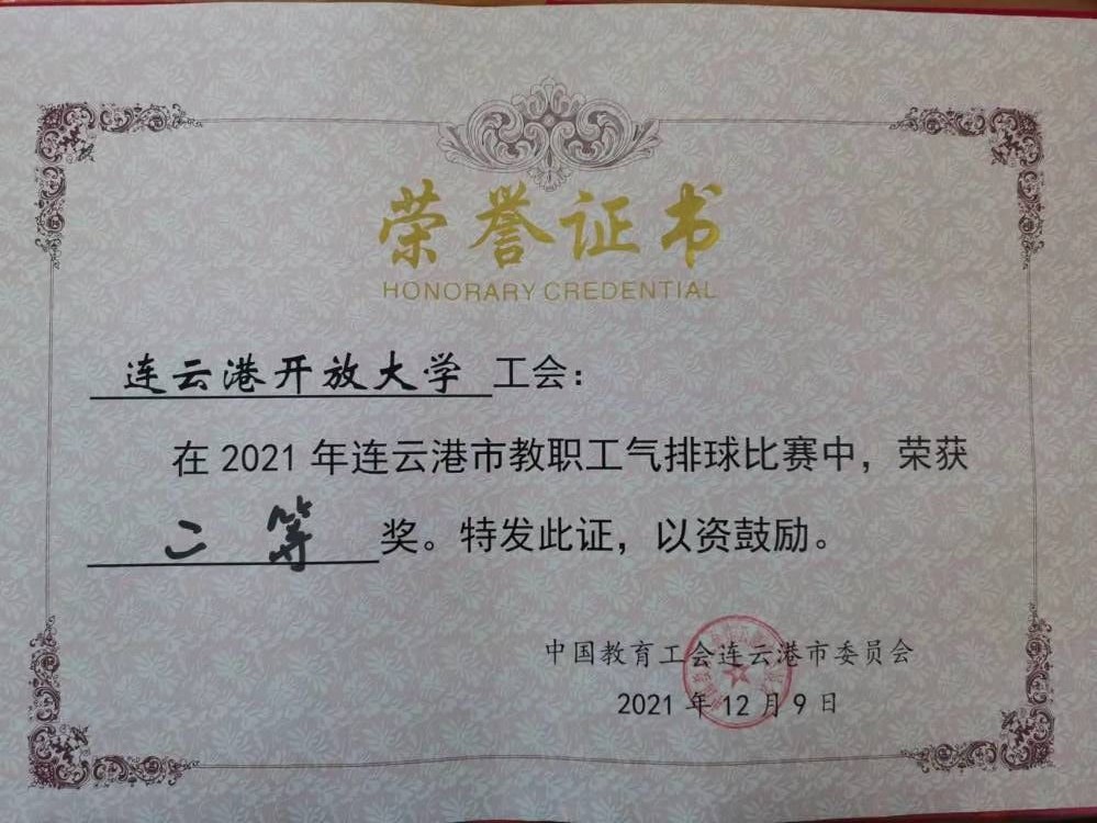 我校教职工气排球队获连云港市教职工气排球比赛二等奖